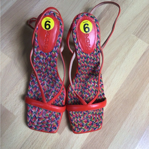 Coach Kaia Poppy Strappy Leather Sandal Rainbow - Picture 9 of 16